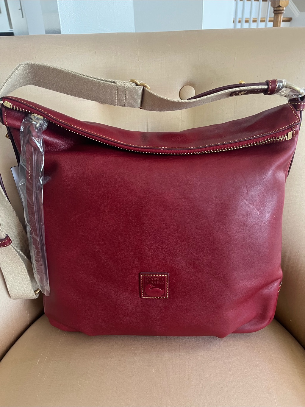Dooney & Bourke Florentine Leather Tilton Handbag With Canvas Strap